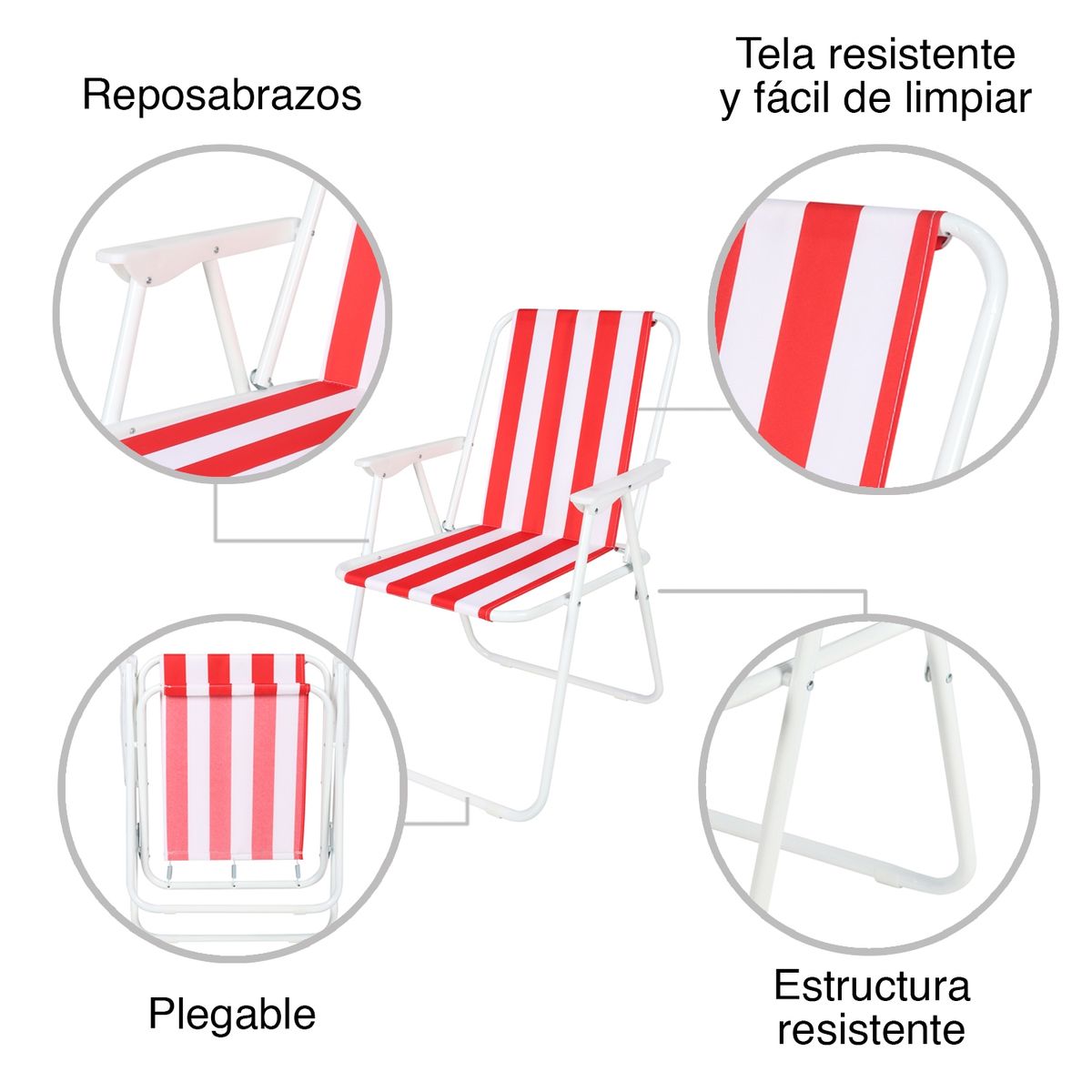 RUTTA - Silla Plegable con Reposabrazos Multicolor