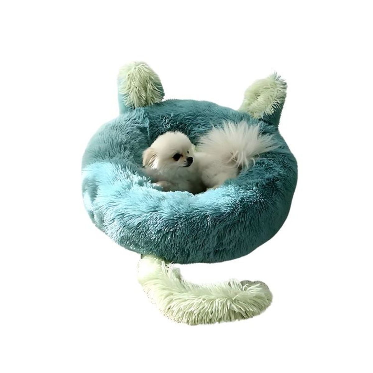 CRUSEC - Cama Redonda Orejas Perros y Gatos 50CM Antideslazante Verde