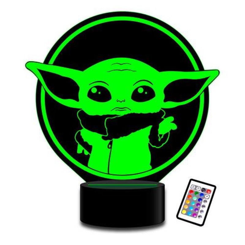 GENERICO - Lampara 3d Baby Yoda Star Wars C Remoto 16 Color