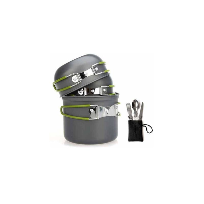 GENERICO - Set Ollas Para Camping De 11 Piezas Con Cocinilla - SC
