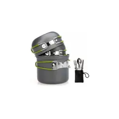 GENERICO - Set Ollas Para Camping De 11 Piezas Con Cocinilla - SC