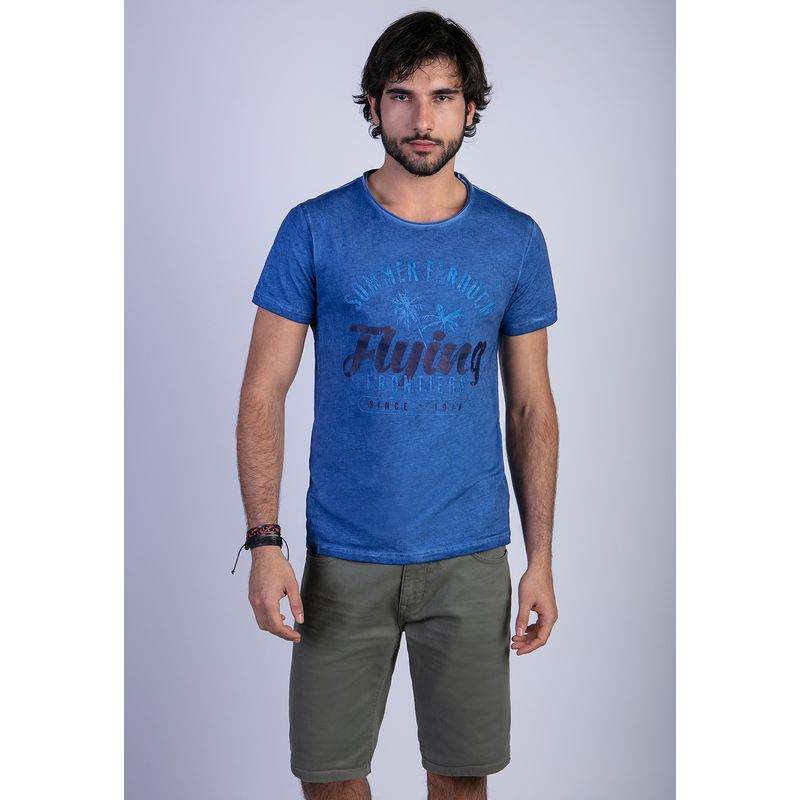 FEROUCH - Polera Dirty Wash Seatle Azul Ferouch