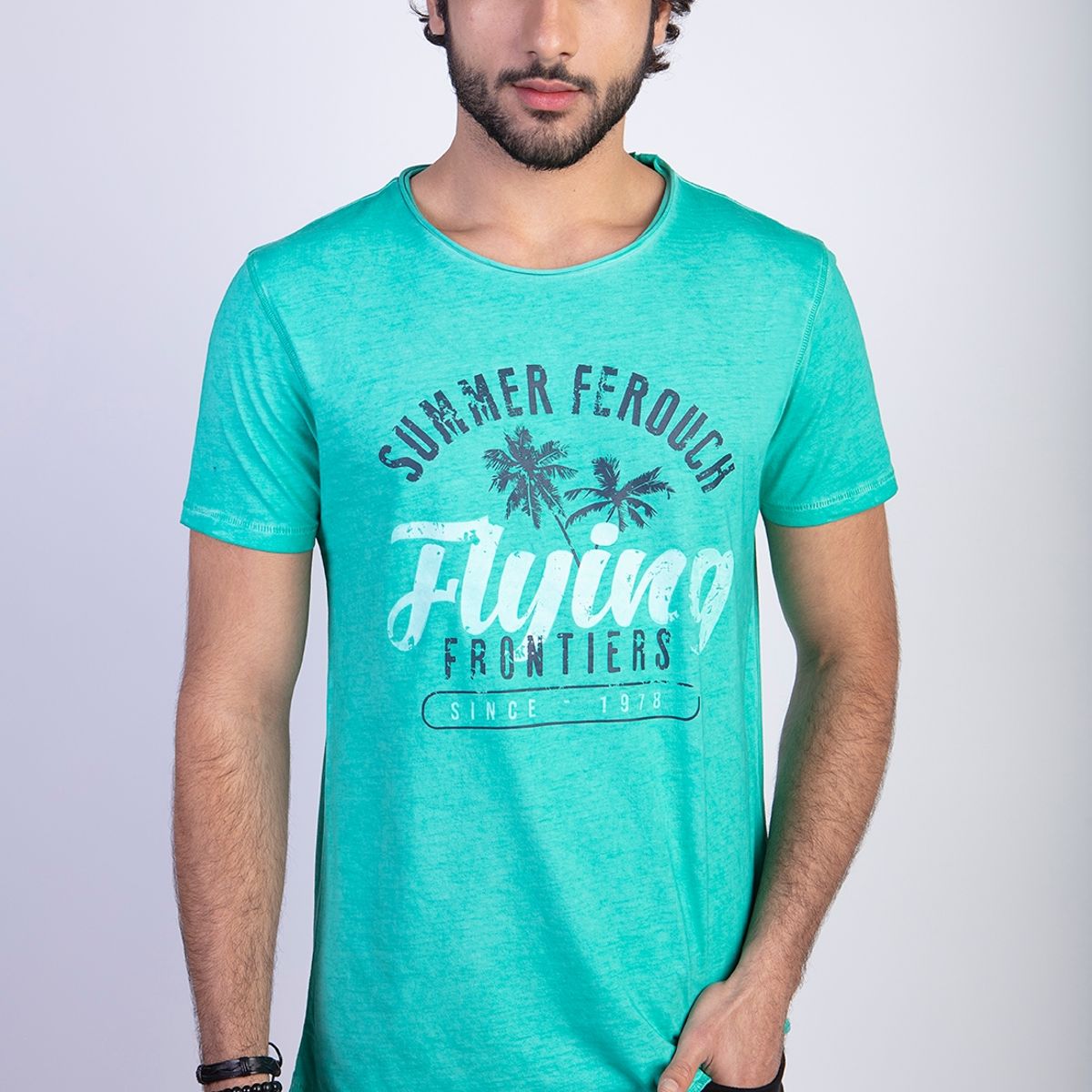 FEROUCH - Polera Dirty Wash Seatle Verde Ferouch