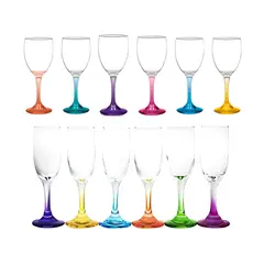 CRISTAR - Set 6 Copas Vino + 6 Copas Champaña Versalles Pie Color