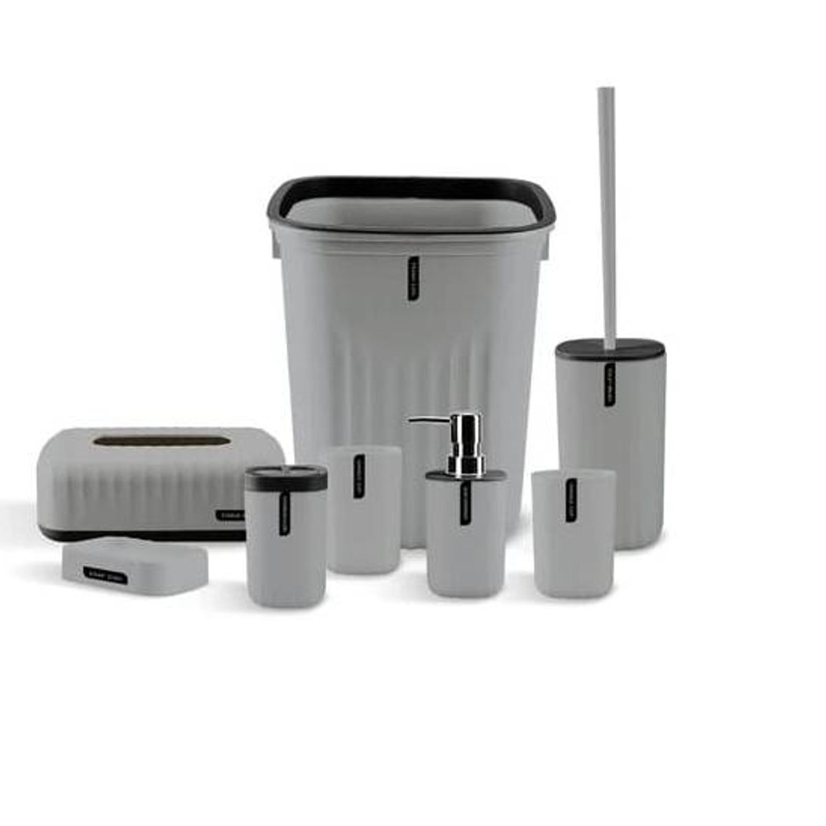 GENERICO - Set Juego De Baño Elegante 6 Piezas Cuadrado Gris