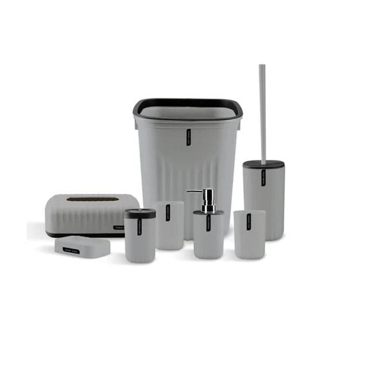 GENERICO - Set Juego De Baño Elegante 6 Piezas Cuadrado Gris