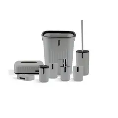 GENERICO - Set Juego De Baño Elegante 6 Piezas Cuadrado Gris