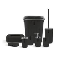 Juego Para Baño De 6 Piezas Accesorio Bathroom Cuadrado Negro