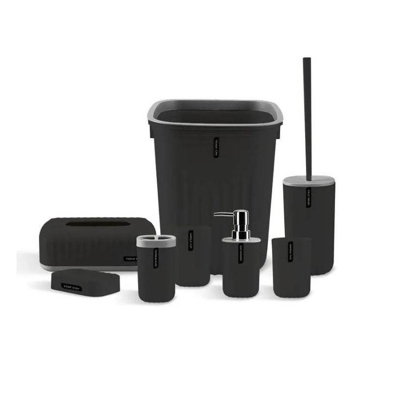 GENERICO - Juego Para Baño De 6 Piezas Accesorio Bathroom Cuadrado Negro