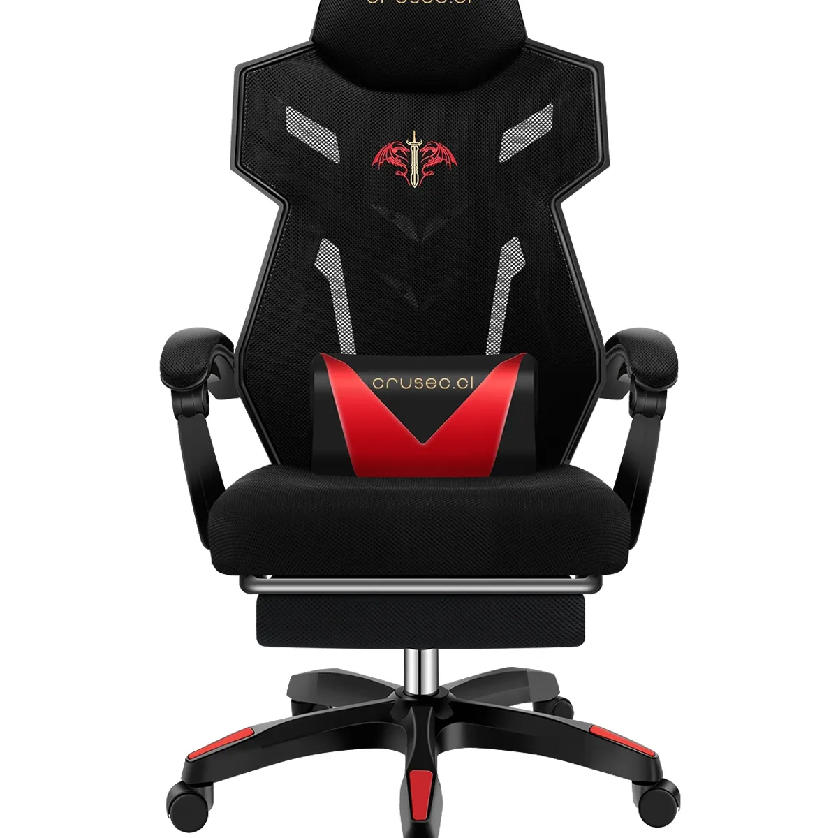 CRUSEC - Silla Gamer Reclinable Con Reposapiés Moderna Ergonómica