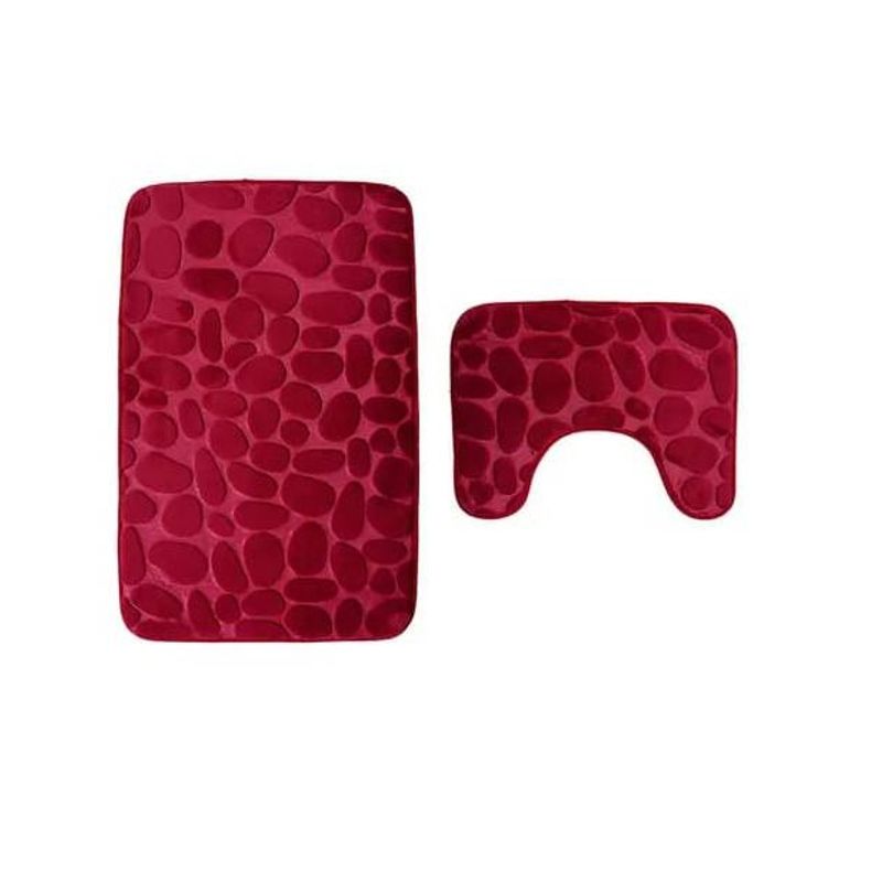 GENERICO - Set Alfombra De Baño Burdeo