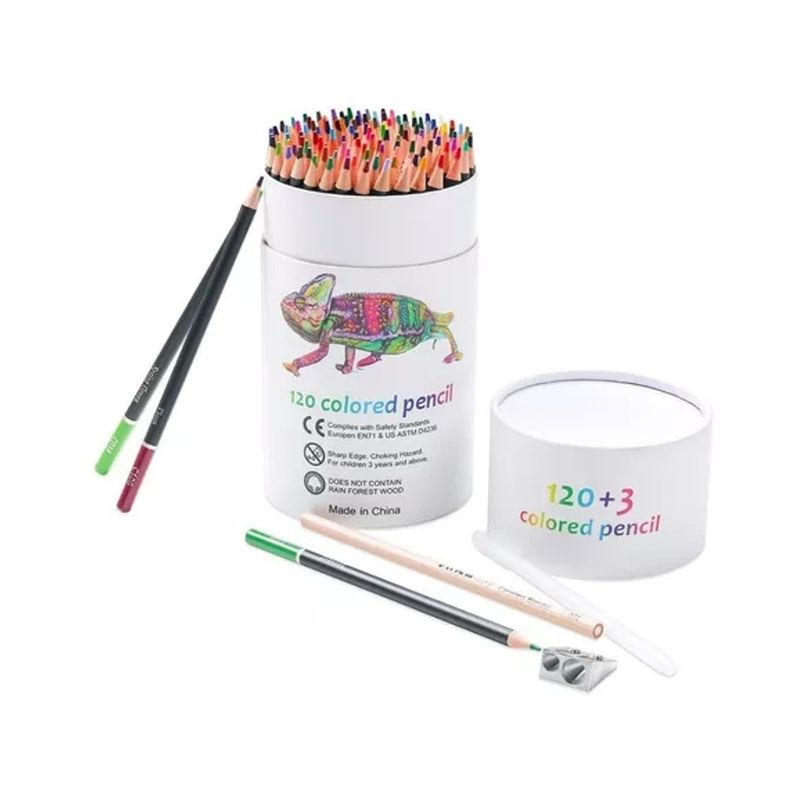 GENERICO - Set 120 Lapices Color Profesional Dibujo Caja Cilindrico