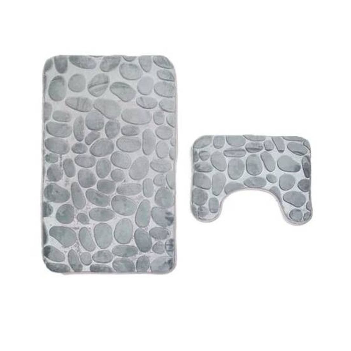 GENERICO - Set De Alfombras Baño Piedras Gris