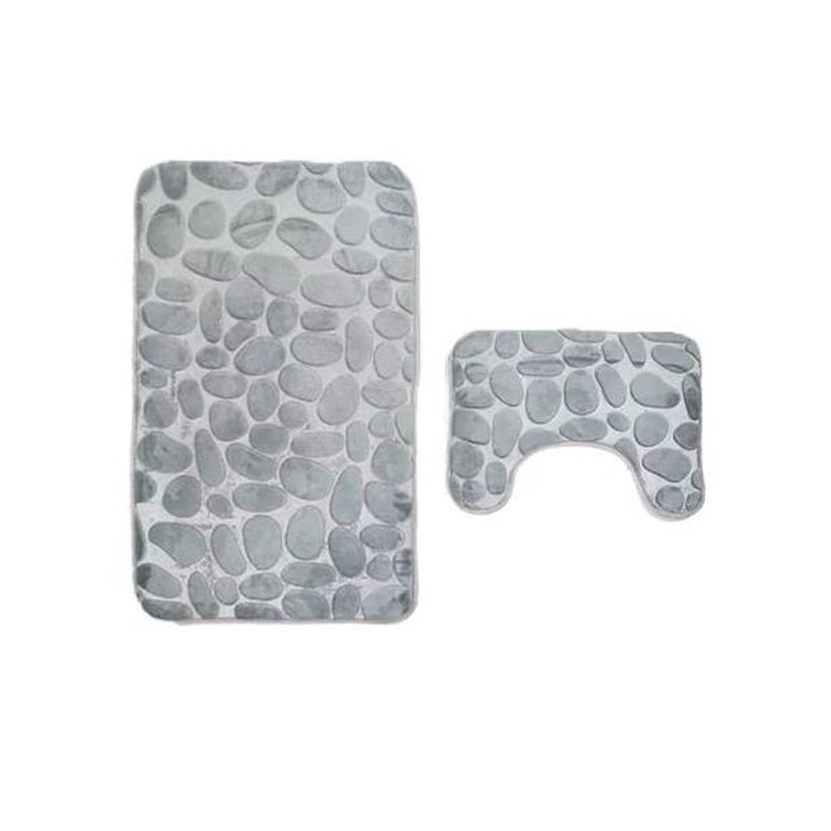 GENERICO - Set De Alfombras Baño Piedras Gris