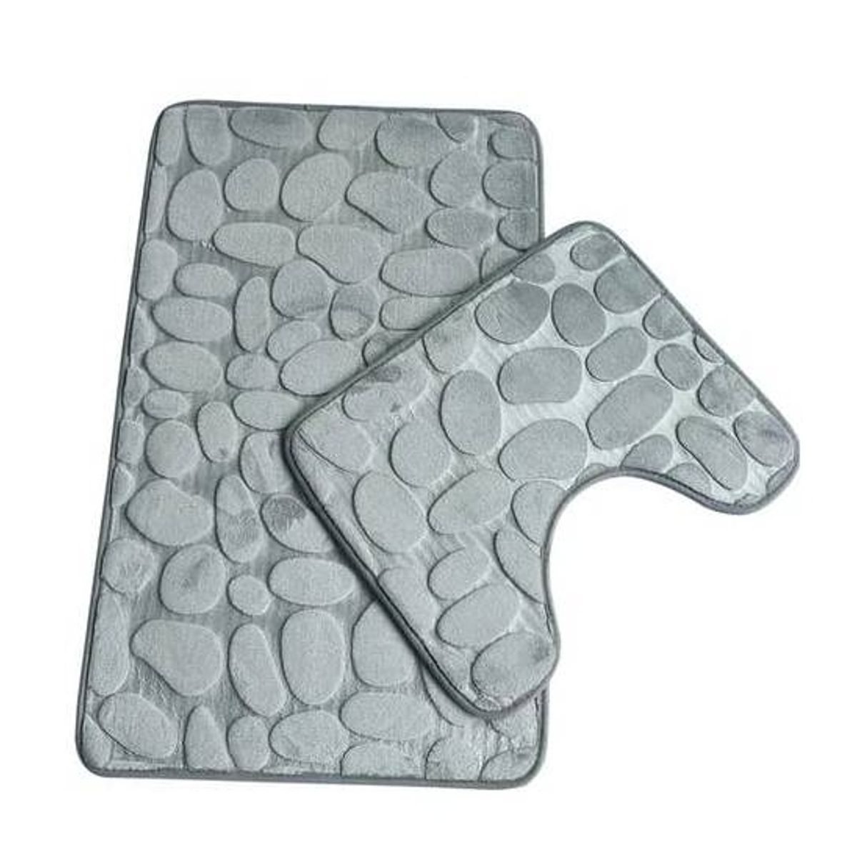 GENERICO - Set De Alfombras Baño Piedras Gris