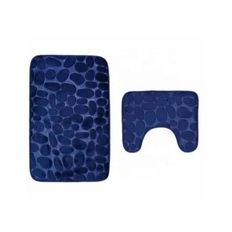 GENERICO - Set De Alfombras Baño Piedras Azul