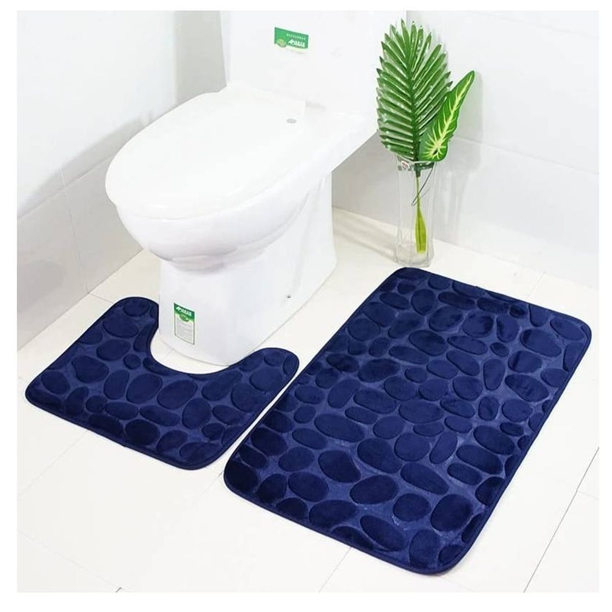 GENERICO - Set De Alfombras Baño Piedras Azul