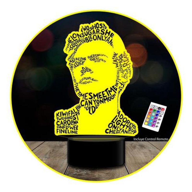 GENERICO - Lampara 3d Harry Styles Rostro Letras  Control / Remoto Modc