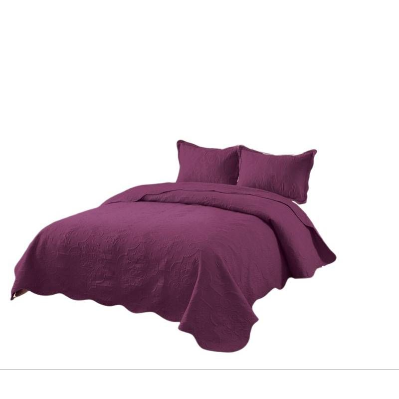 GENERICO - CUBRECAMA KING TELA QUILT DE VERANO UNICOLOR MORADO MEIPULIS