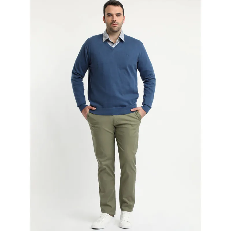 POTROS - Sweater Cuello V Azul POTROS