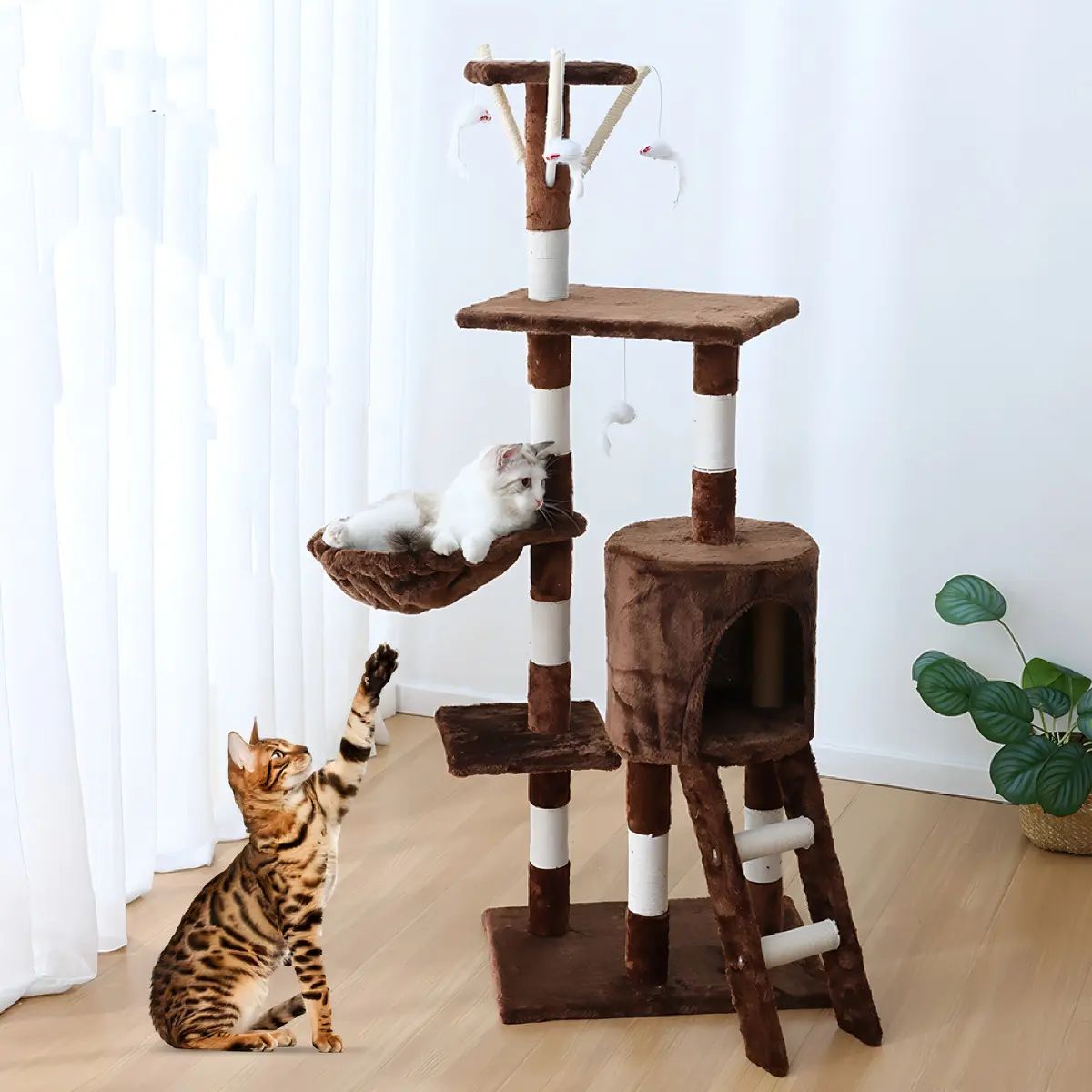 GENERICO - Rascador Torre Arbol Casa De Gato Terciopelo Juguete Cafe