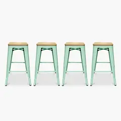FORM DESIGN - Pack 4 Taburetes Tolix 66 Asiento Madera Menta Form