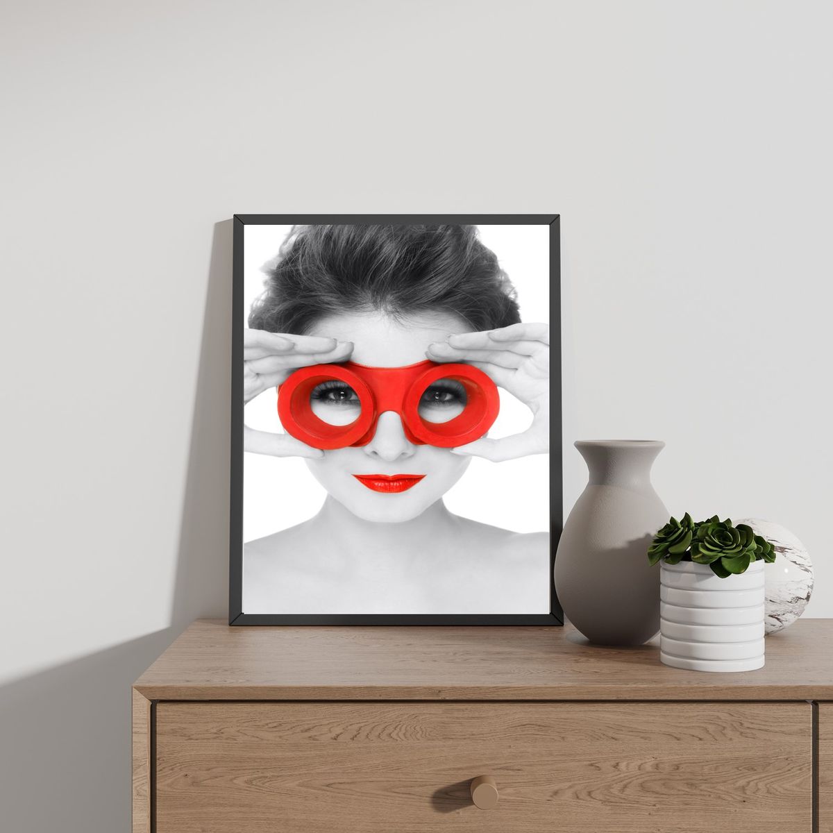 GENERICO - Cuadro Decorativo Medidas 30x40 cm Blanco y Rojo