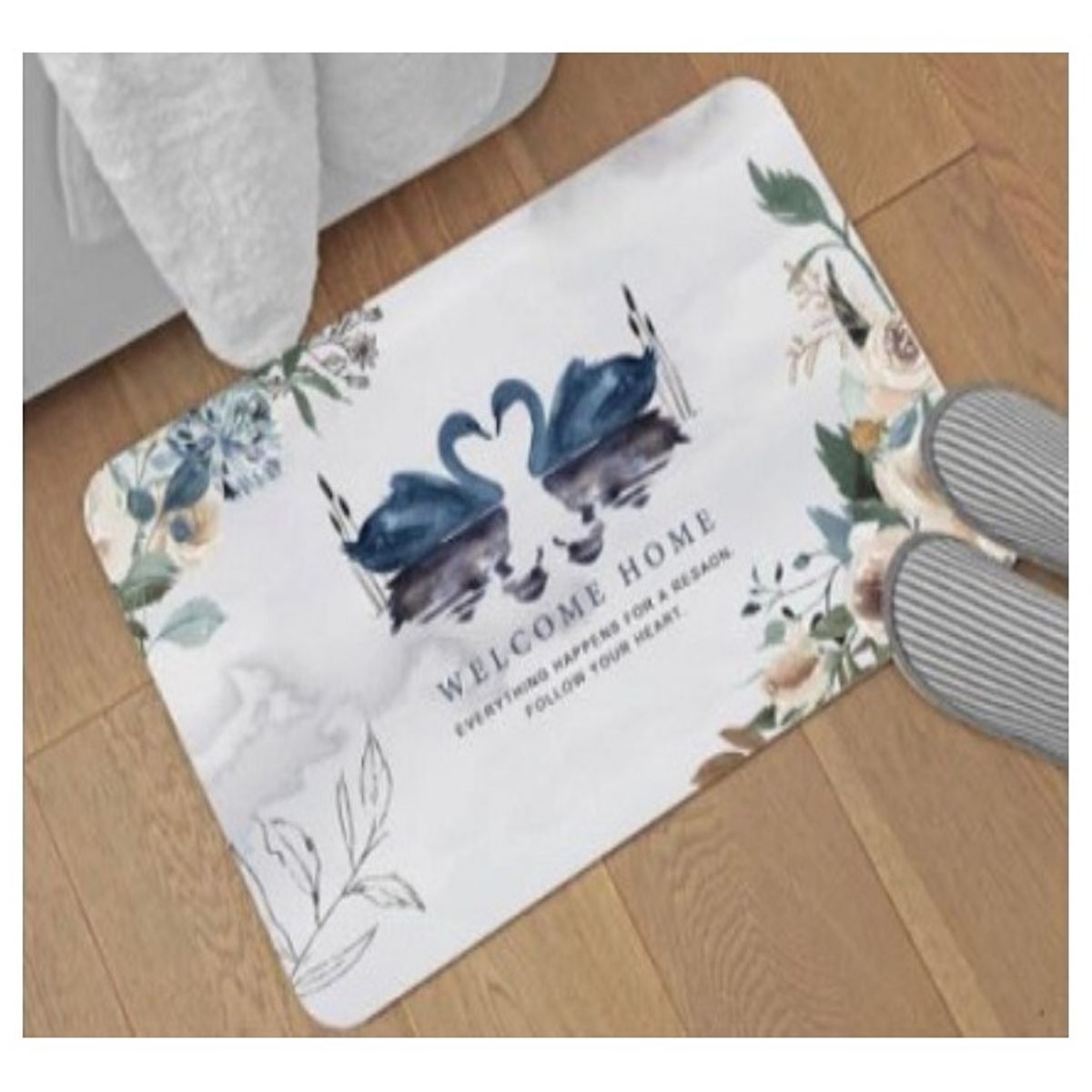 COMPRAPO - Alfombra Absorbente de Agua Baño Lavable Antideslizante Mod Cisnes