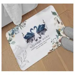 COMPRAPO - Alfombra Absorbente de Agua Baño Lavable Antideslizante Mod Cisnes