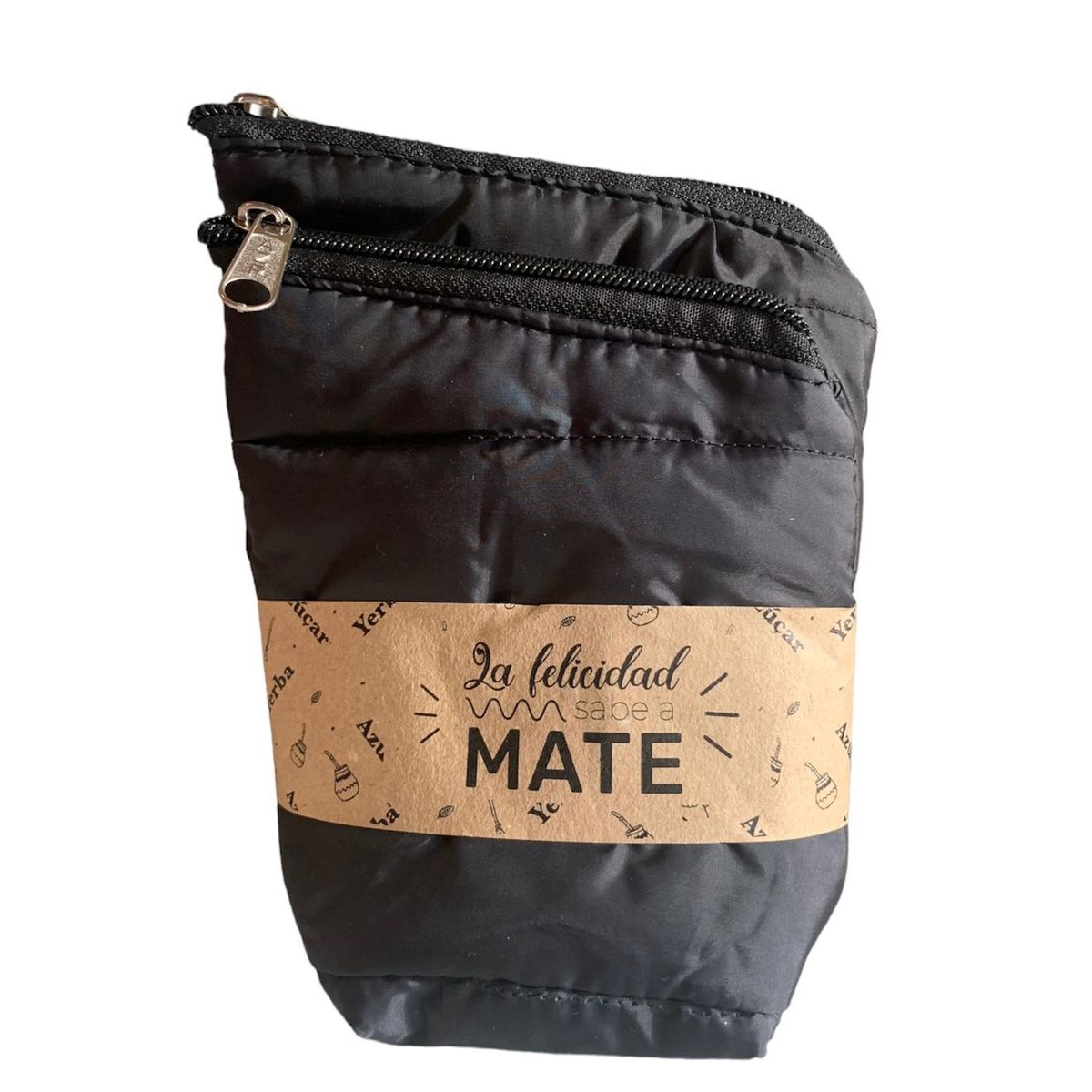 GENERICO - Set De Mate Yerbera Y Azucarera o Porta Mate - Tela Flex NEGRO