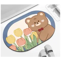 COMPRAPO - Alfombra Absorbente de Agua Baño Antideslizante Osito Flores Kawaii