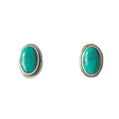 ANDREA COGGIOLA JOYAS - Aros Botón Óvalo Turquesa Plata Fina 925