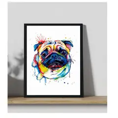 GENERICO - Cuadro Decotarivo Figura Perro Pug Medidas 30x40 cm