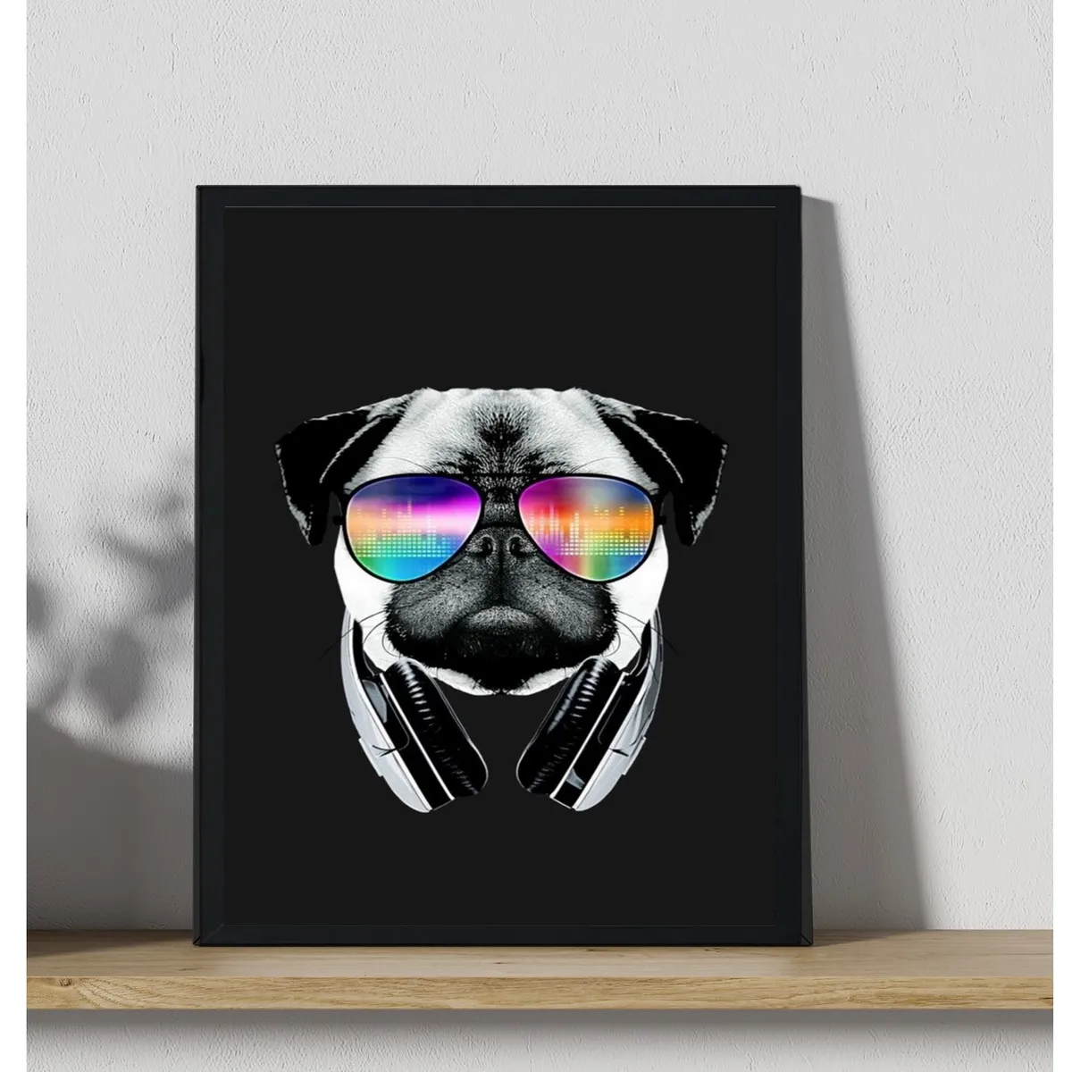 GENERICO - Cuadro Decorativo Figura Perro Pug Negro Medidas 30x40 Cm