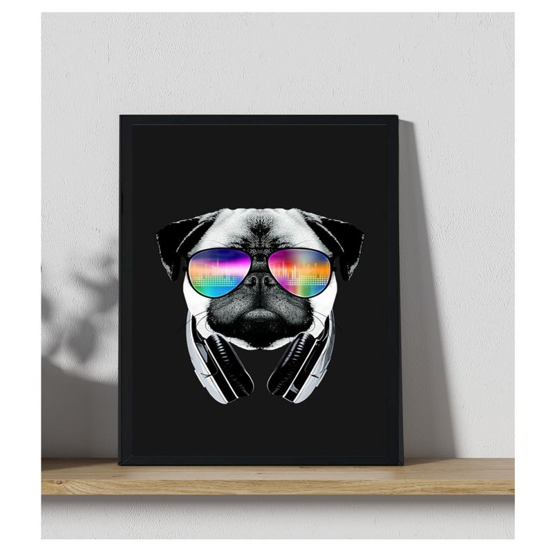 GENERICO - Cuadro Decorativo Figura Perro Pug Negro Medidas 30x40 Cm
