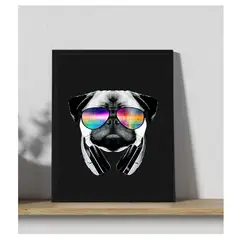 GENERICO - Cuadro Decorativo Figura Perro Pug Negro Medidas 30x40 Cm