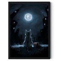 Cuadro Decorativo Gato mirando la Luna Medidas 30x40 cm
