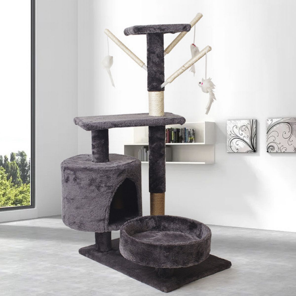 DE TODO Y MAS - Rascador de Gatos 4 Niveles + Casita MD-04 DETODOYMAS