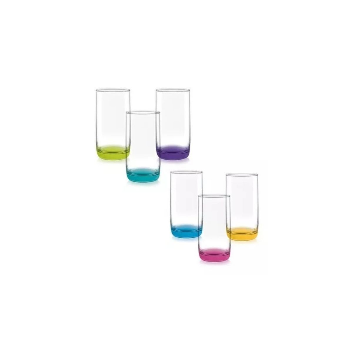 CRISTAR - Pack 6 Vasos Altos Modelos Monterrey + 6 Mikonos Fondo Color Cristar