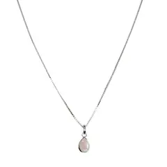 ANDREA COGGIOLA JOYAS - Collar Meena Gota Cuarzo Rosa Plata Fina 925