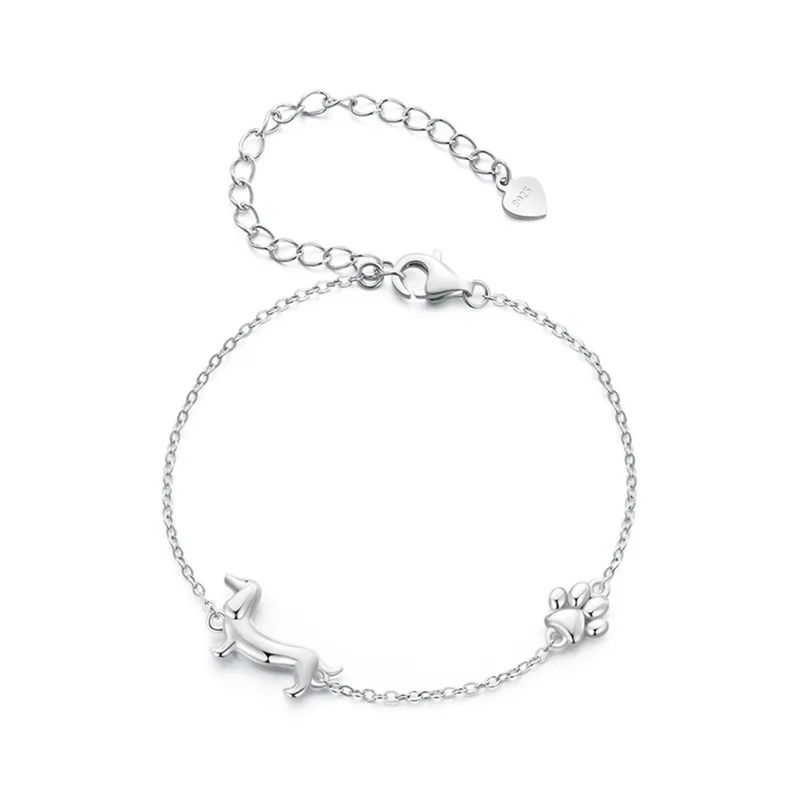 GENERICO - Pulsera perro salchicha dachshund mascota plata 925 mujer