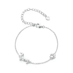 GENERICO - Pulsera perro salchicha dachshund mascota plata 925 mujer