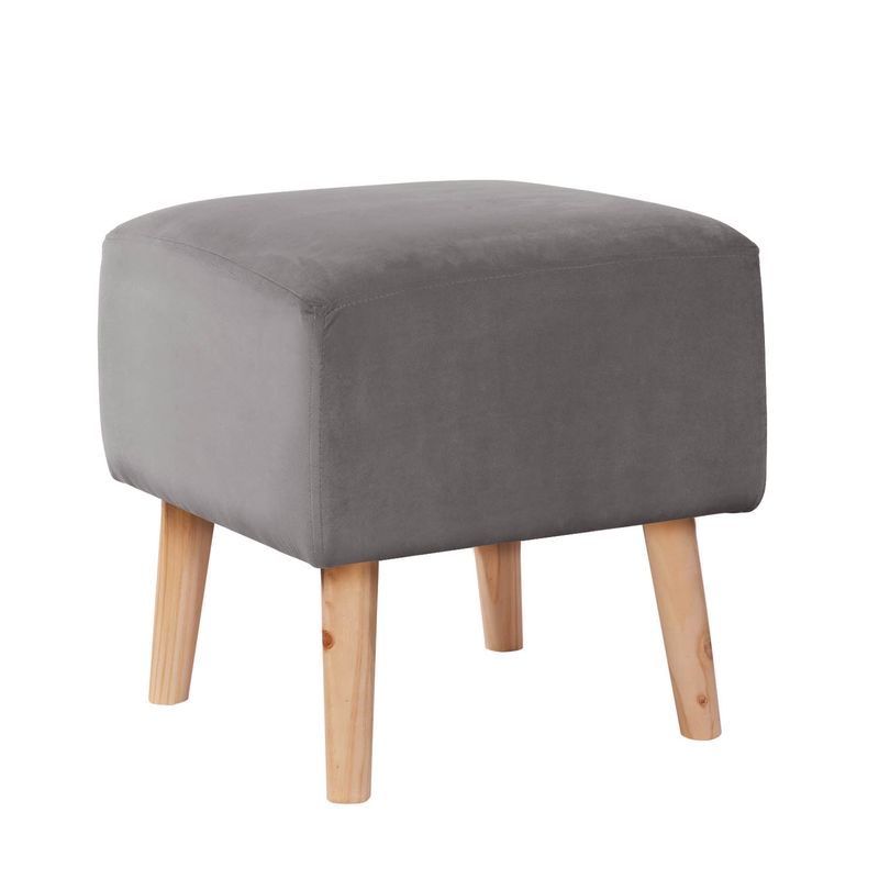 LATAM HOME - Puff Latam Home Nantes Cuero Café Claro Patas Madera