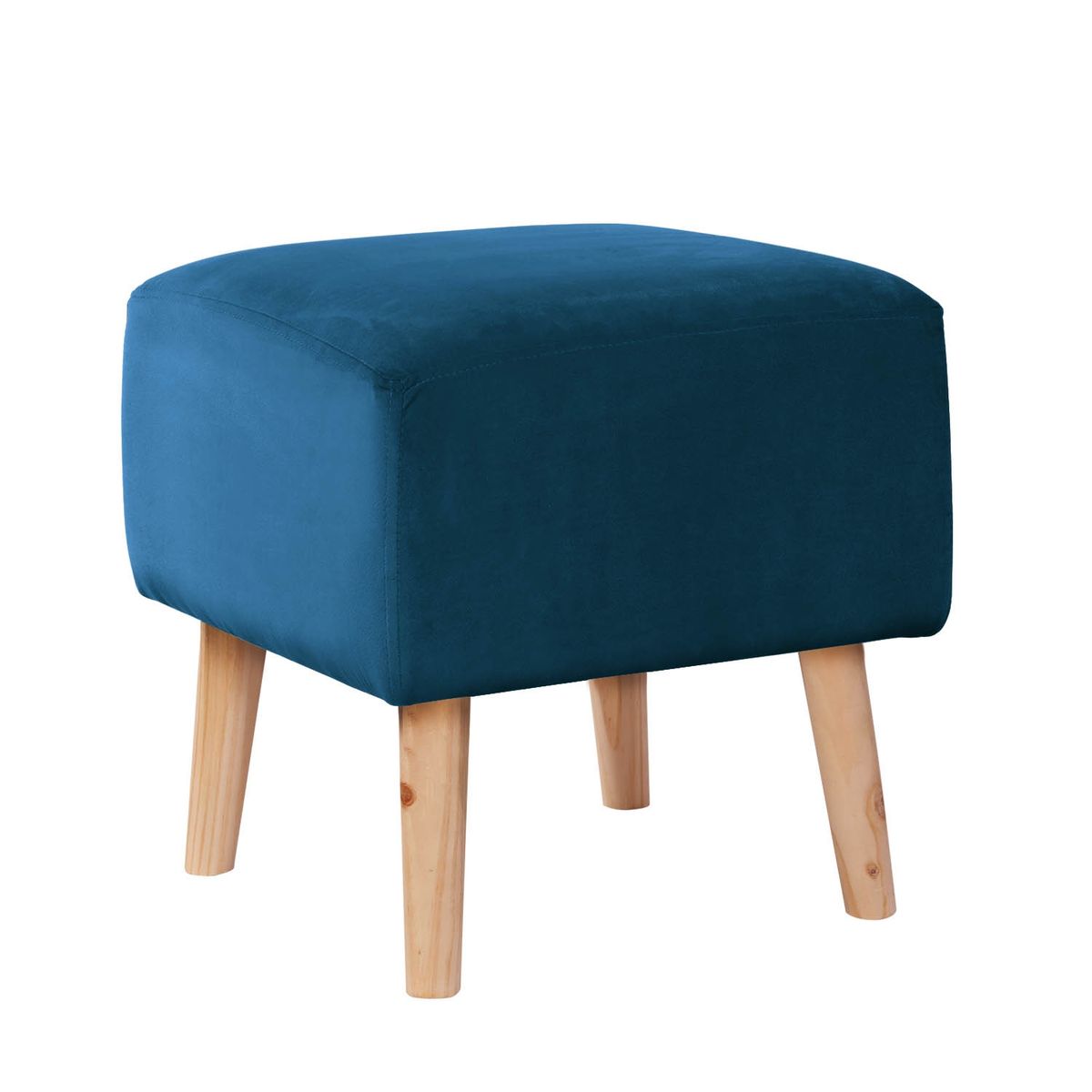 LATAM HOME - POUF BURDEOS  TELA VELVET AZUL PETROLEO