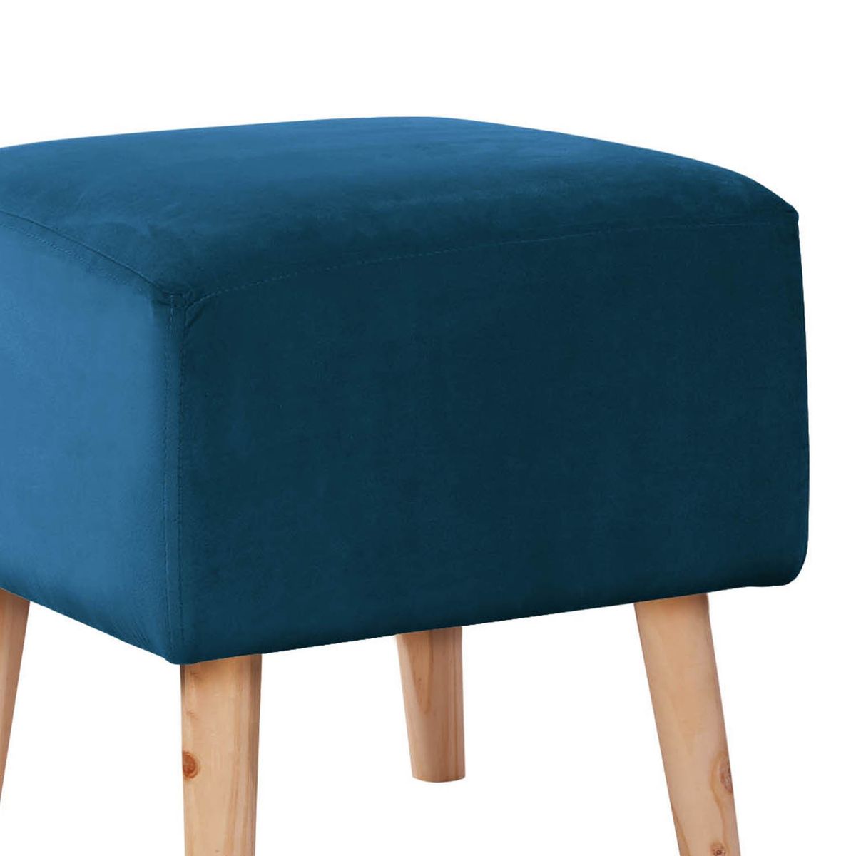 LATAM HOME - POUF BURDEOS  TELA VELVET AZUL PETROLEO