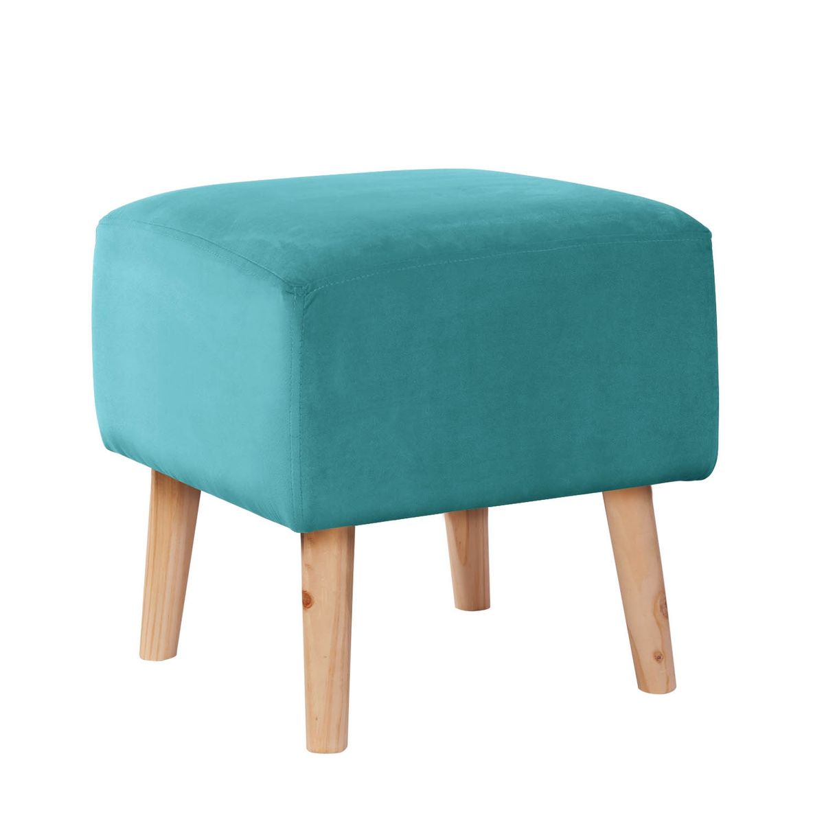 LATAM HOME - Puff Latam Home Burdeos Turquesa Tela Velvet Patas Madera