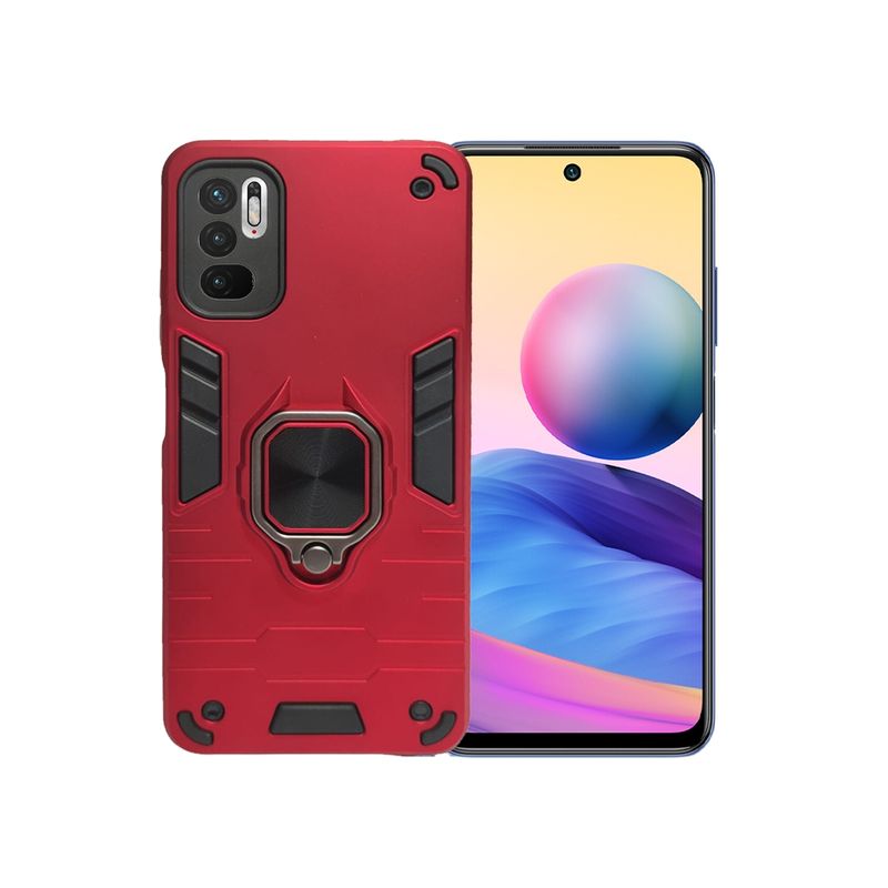 GENERICO - CARCASA PARA XIAOMI REDMI NOTE 10 5G ROJA ANTIGOLPE ANILLO