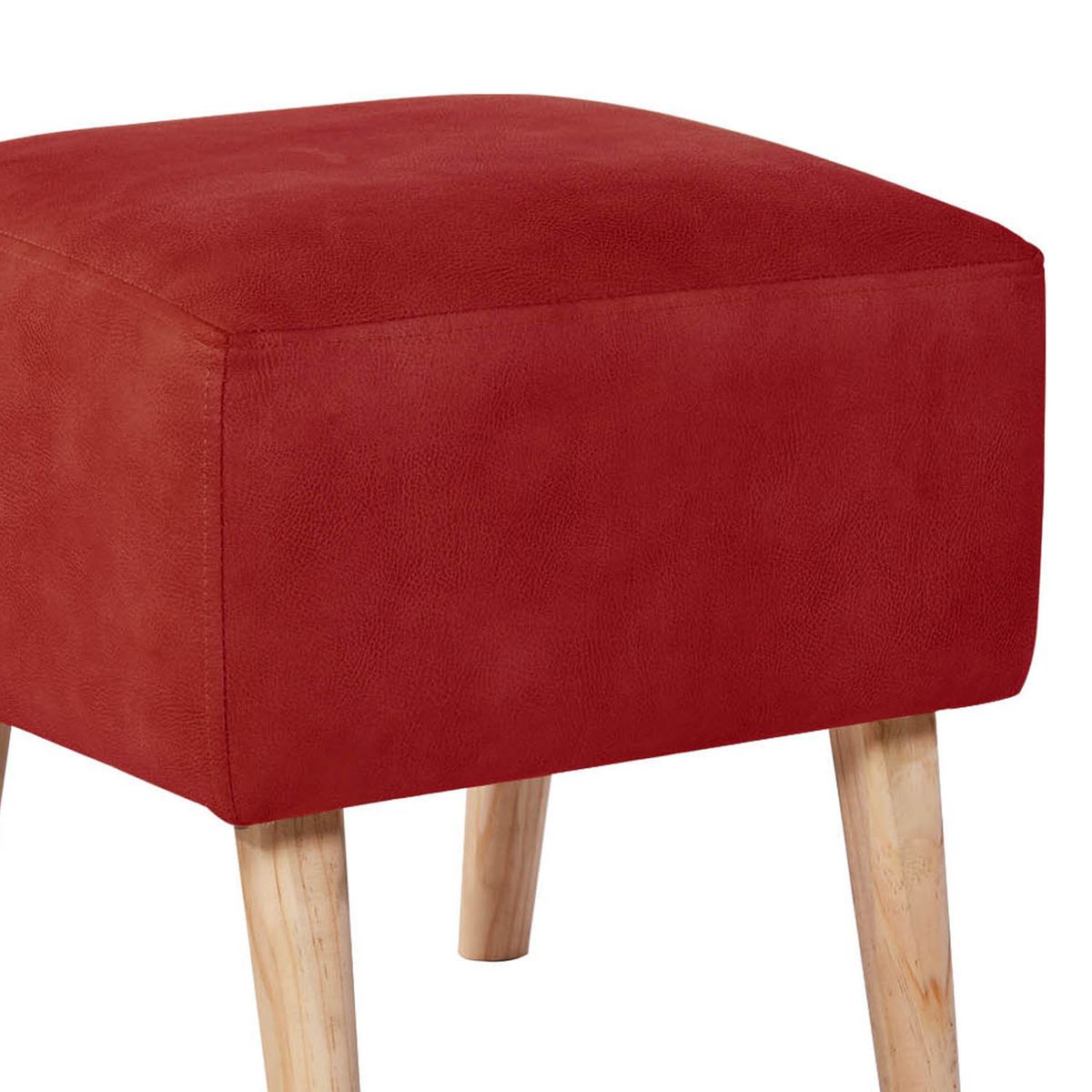 LATAM HOME - Pouf Burdeos Cuero Kentucky Rojo