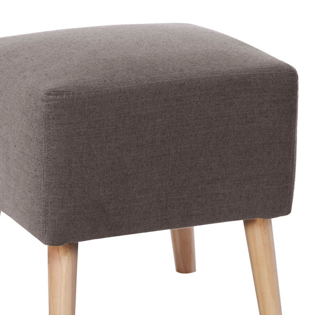 LATAM HOME - Pouf Burdeos Lino Gris Oscuro