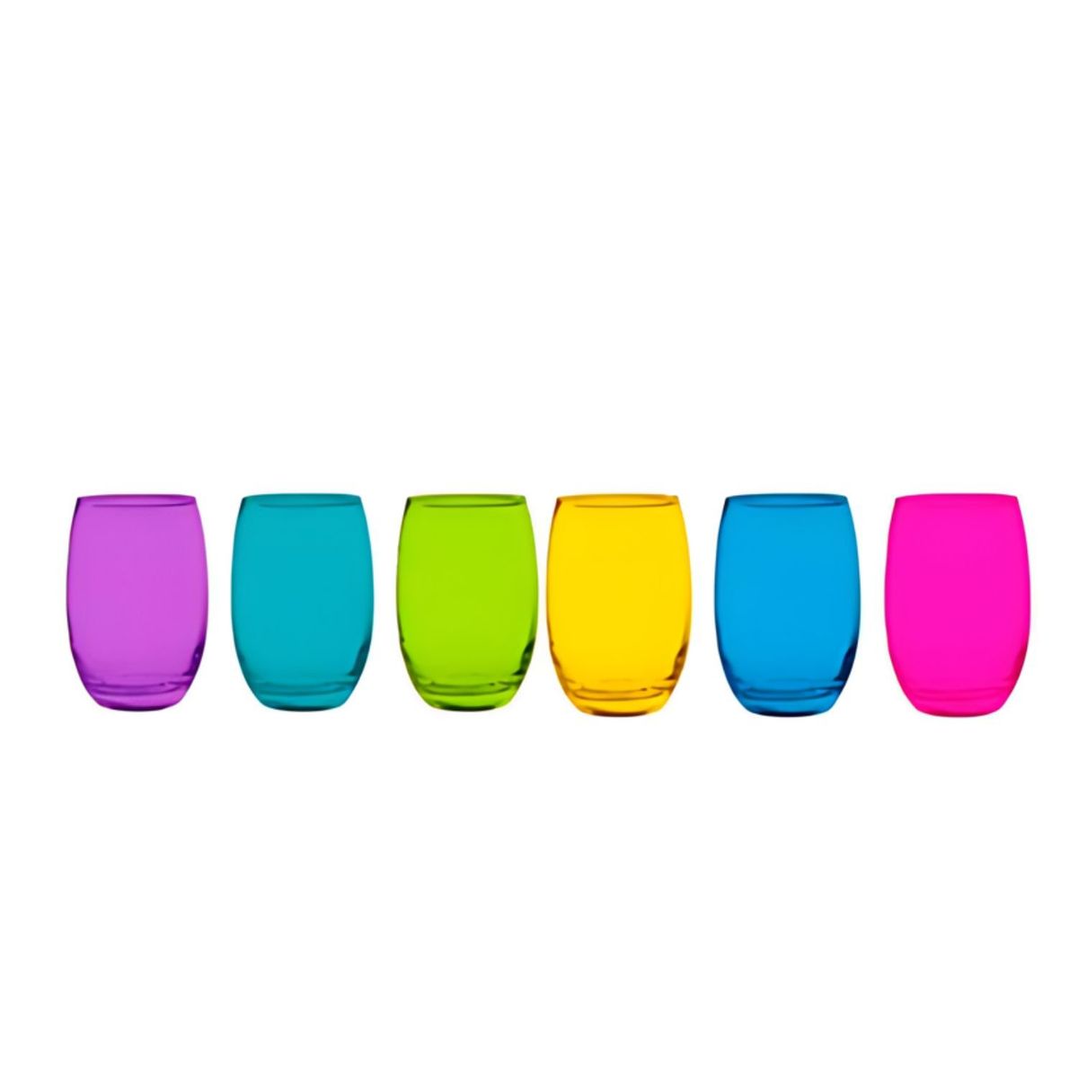 CRISTAR - Pack 6 Vasos Altos Mikonos Fondo Color + 6 Vasos Full Color 460cc
